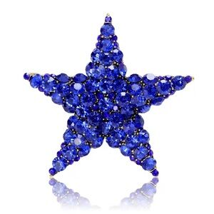 Blue Star Sapphire Crystal Brooch
